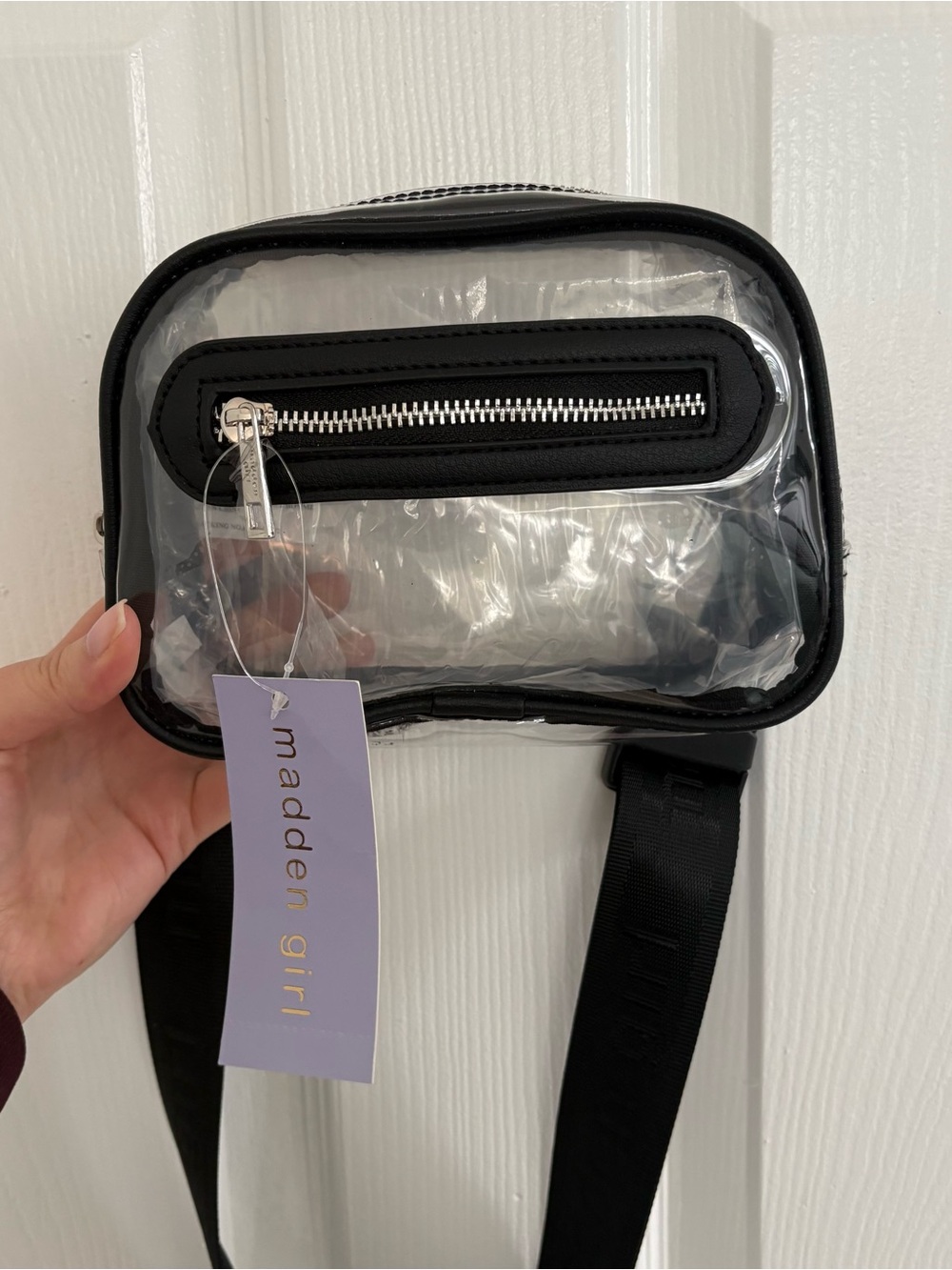 Madden Girl Black Clear Fanny Pack